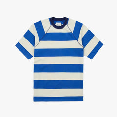 Drake’s Blue and White Stripe Raglan Sleeve Hiking T-Shirt Front View