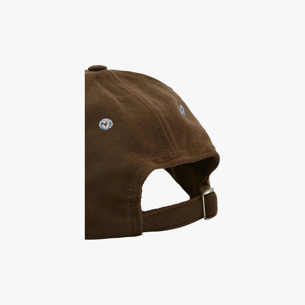 Back view highlighting the adjustable strap, metal hardware, and six-panel construction.