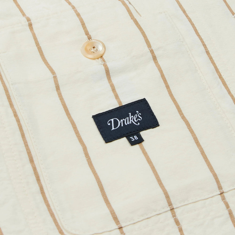 Drake’s Ecru Stripe Canapa Forestière Jacket Brand Label Detail