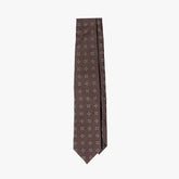 Drake’s Flower Medallion Wool Silk Tie Brown Full View