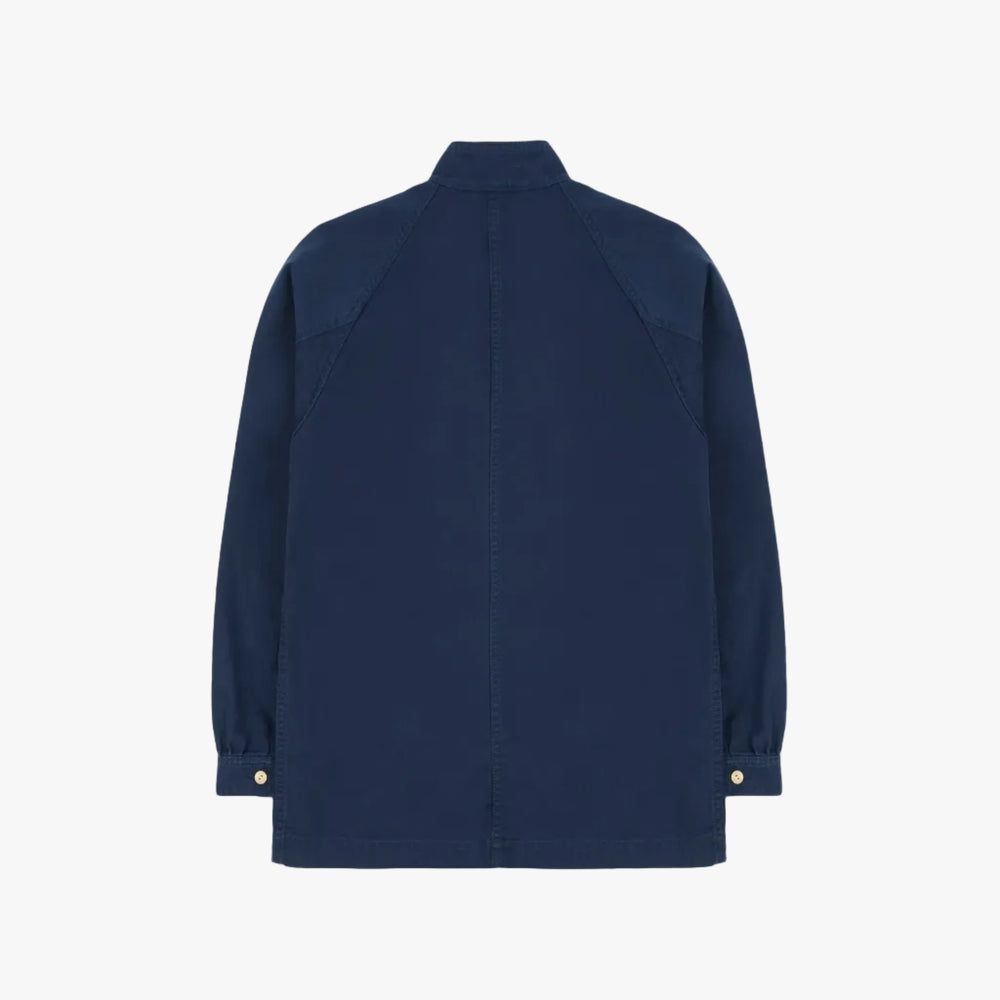 Drake’s French Blue Herringbone Cotton Artist Chore Jacket Back View