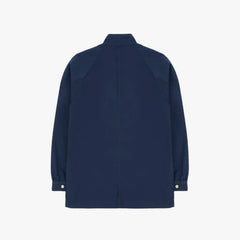 Drake’s French Blue Herringbone Cotton Artist Chore Jacket Back View