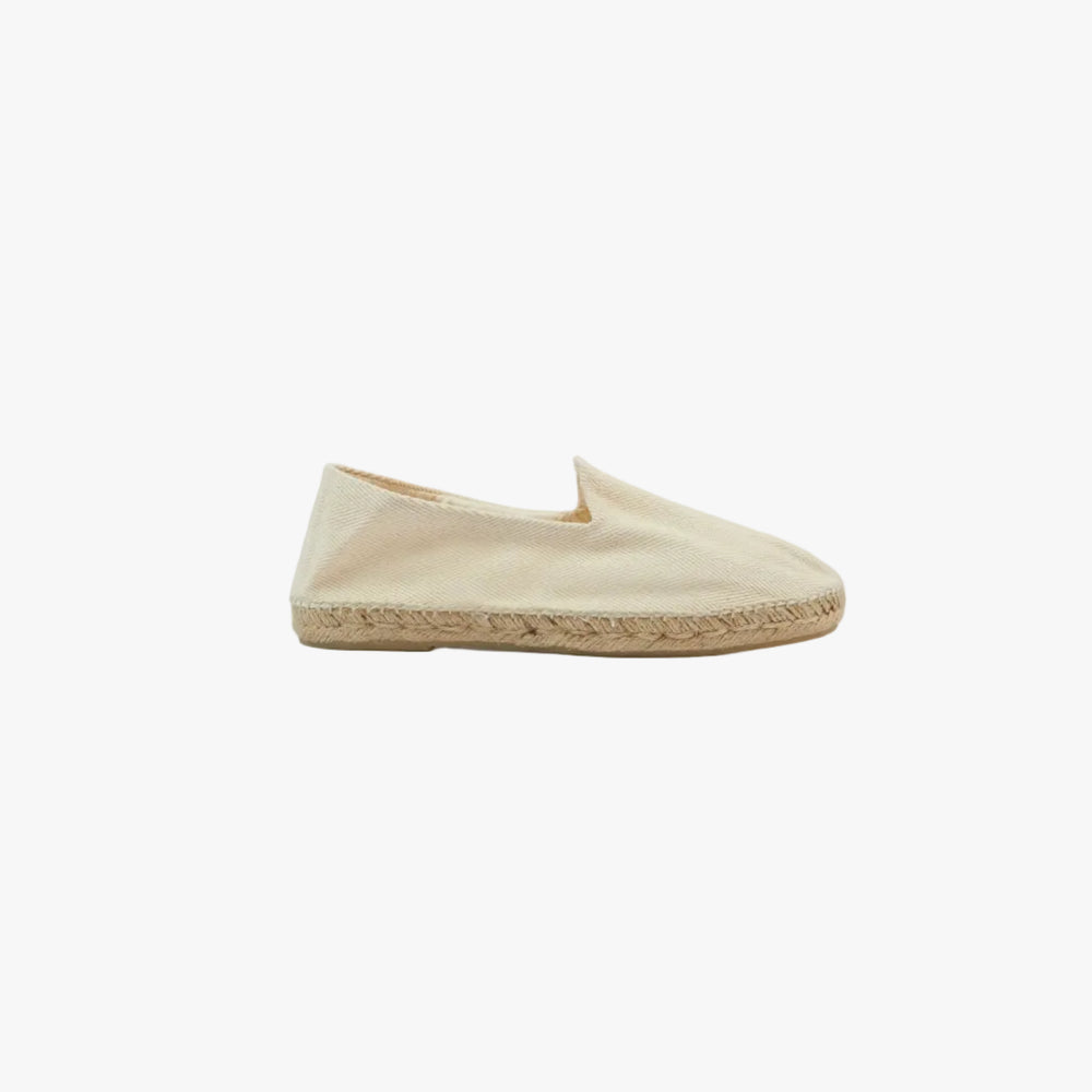 Drake’s Herringbone Cotton Espadrilles Ecru Side View