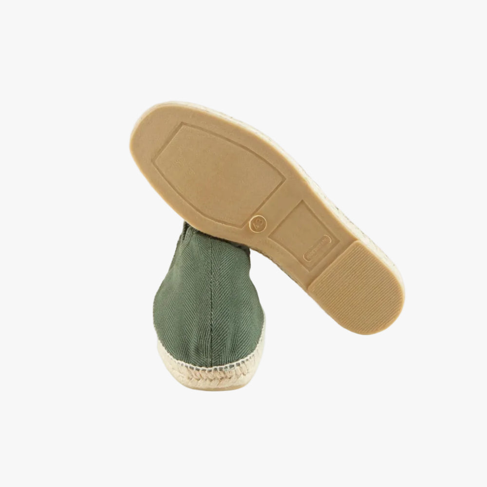 Drake’s Herringbone Cotton Espadrilles Green Heel Detail