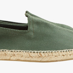 Drake’s Herringbone Cotton Espadrilles Green Herringbone Fabric Detail