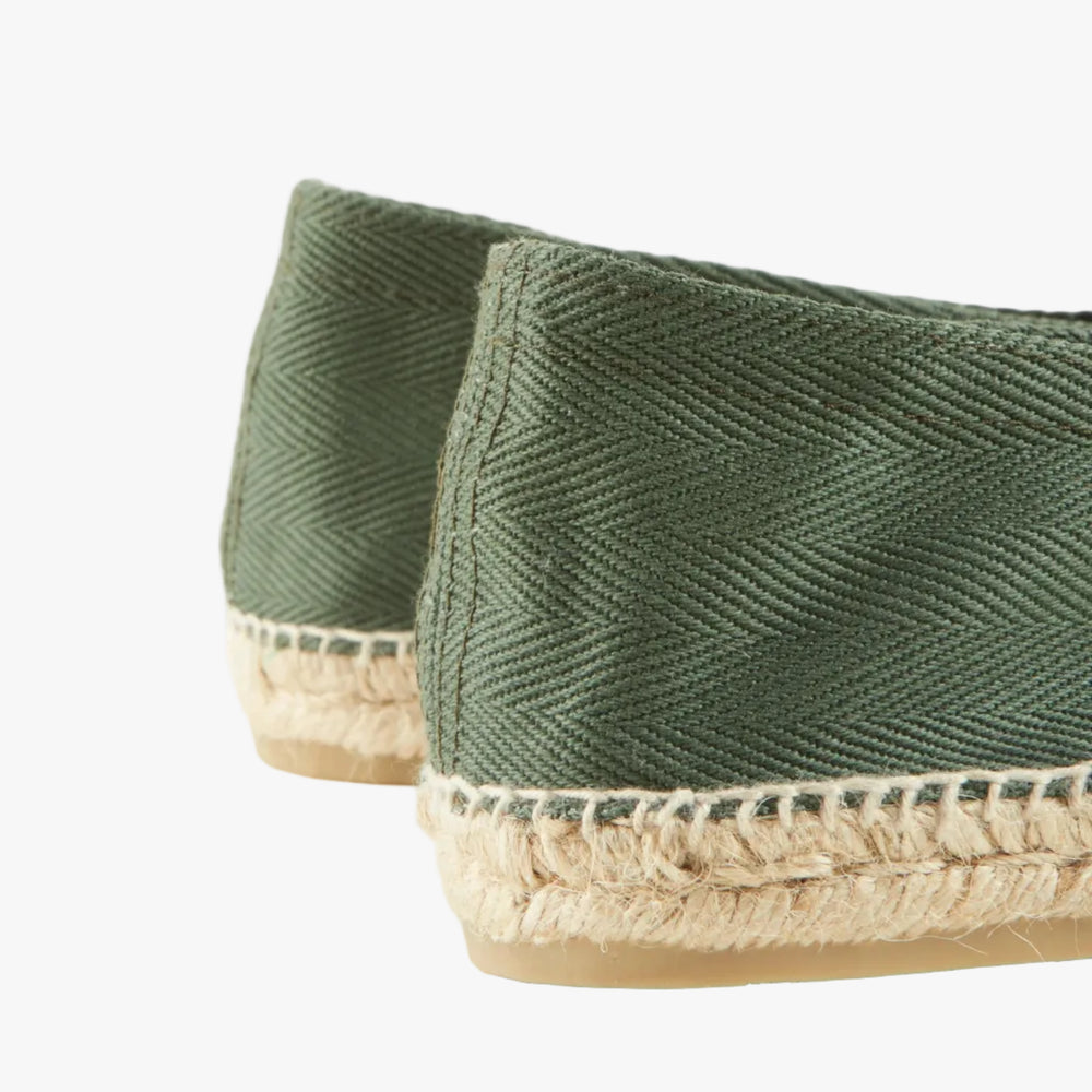 Drake’s Herringbone Cotton Espadrilles Green Sole Detail
