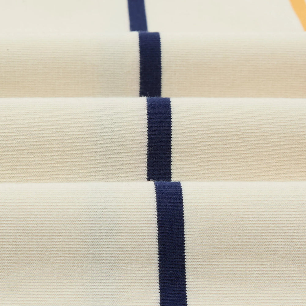 Drake’s Primary Vertical Stripe Cotton Rugby Shirt White Multi Fabric Texture Detail