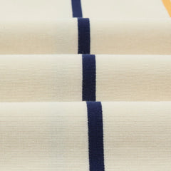 Drake’s Primary Vertical Stripe Cotton Rugby Shirt White Multi Fabric Texture Detail