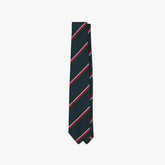 Drake’s Regimental Stripe Mogador Cotton-Silk Tipped Tie Green Navy Full View