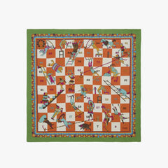 Drake’s Snakes and Ladders Print Silk Bandana Green Full View