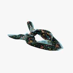 Drake’s Tiger Garden Print Wool-Silk Bandana Navy Border Detail