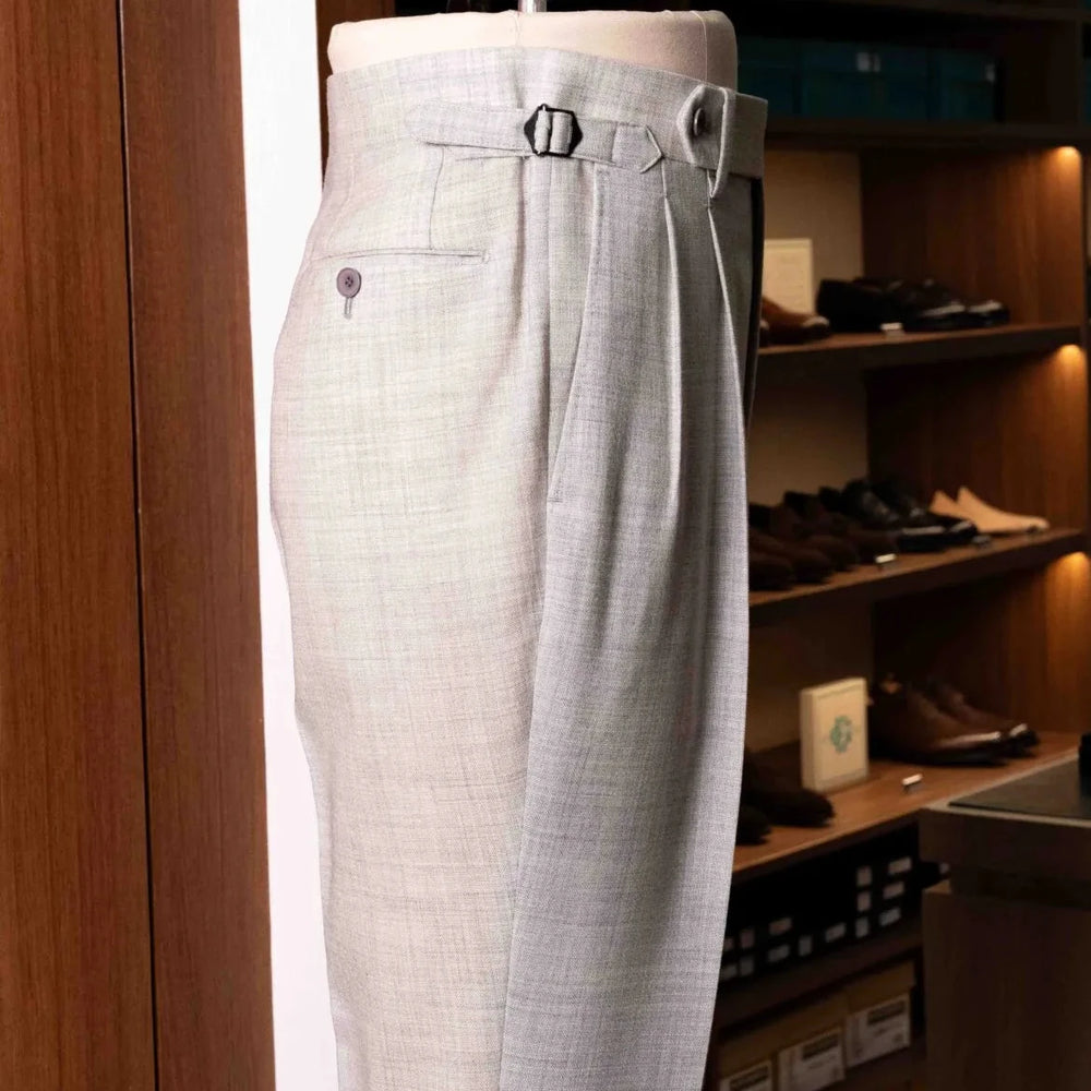 Close-up of the pocket stitching showing pocket shape, seam work, and clean tailoring.