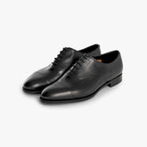 Front angle view of the Edward Green Chelsea 202 Oxford in Black Calf.