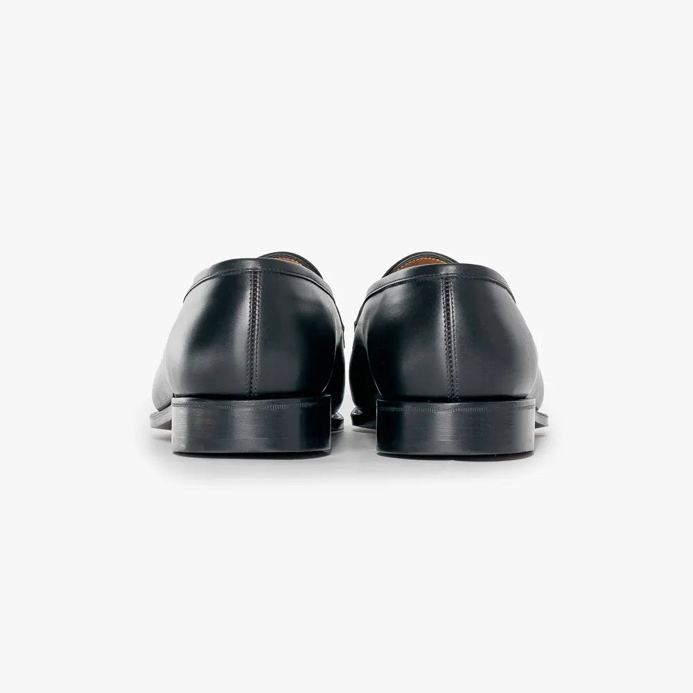 Rear view of the Edward Green Piccadilly 184 showing the heel and smooth black calf finish.