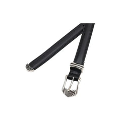 Detailed craftsmanship view of the Fattoria Del Cuoio Smooth Leather Western Belt Black