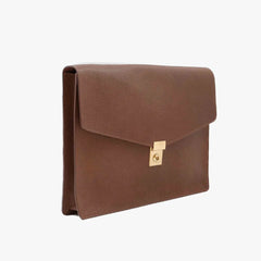 Side view of the Frank Clegg 15-inch Lock Portfolio Case Goatskin Antique