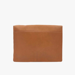 Back view of the Frank Clegg 15-inch Lock Portfolio Case Goatskin Camel
