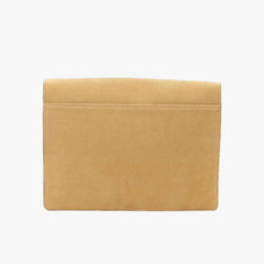 Back view of the Frank Clegg 15-inch Lock Portfolio Case Suede Sand/Cognac