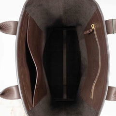 Inner pocket of the Frank Clegg for Refinement Tumbled Chocolate Tote Bag
