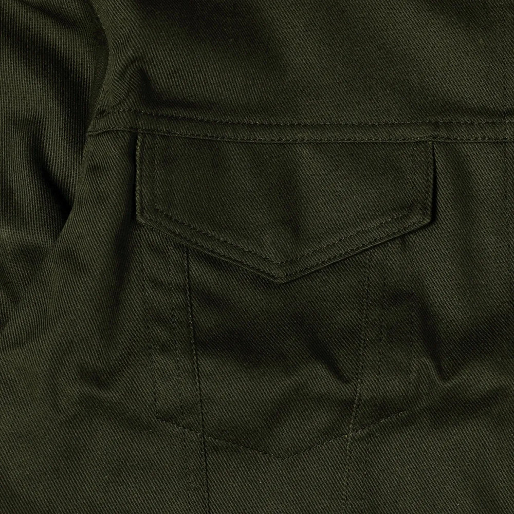 Close-up of the pocket showing flap design and stitching detail.
