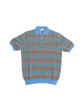 Front view of the Gallia Coleman Polo Zig Zag Olive Pink Blue showcasing the bold zigzag pattern and color combination.