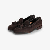george-cleverley-aiden-tassel-loafer-brown-suede-front-angle