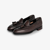 george-cleverley-aiden-tassel-loafer-dark-brown-front-angle