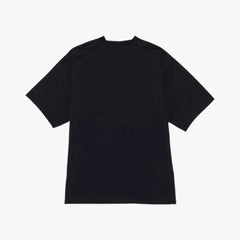 Back view of the Hand Room mock neck T-shirt in black showing the smooth structure and relaxed fit.