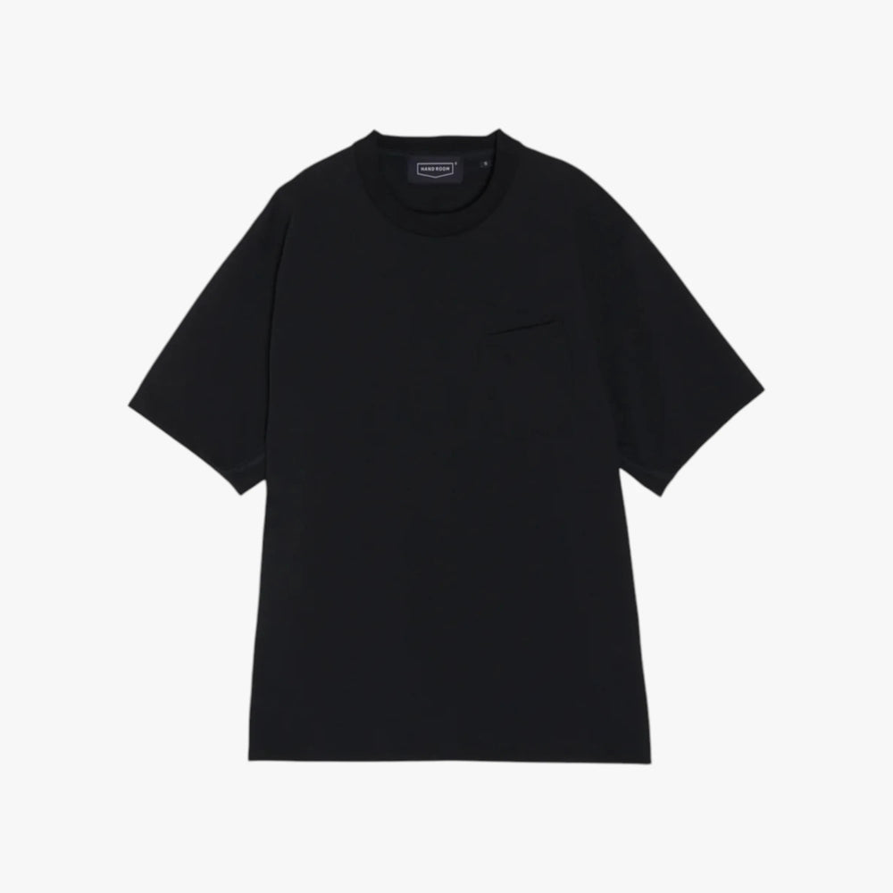 Front view of the Hand Room T-shirt in black featuring a clean silhouette and minimalist design.