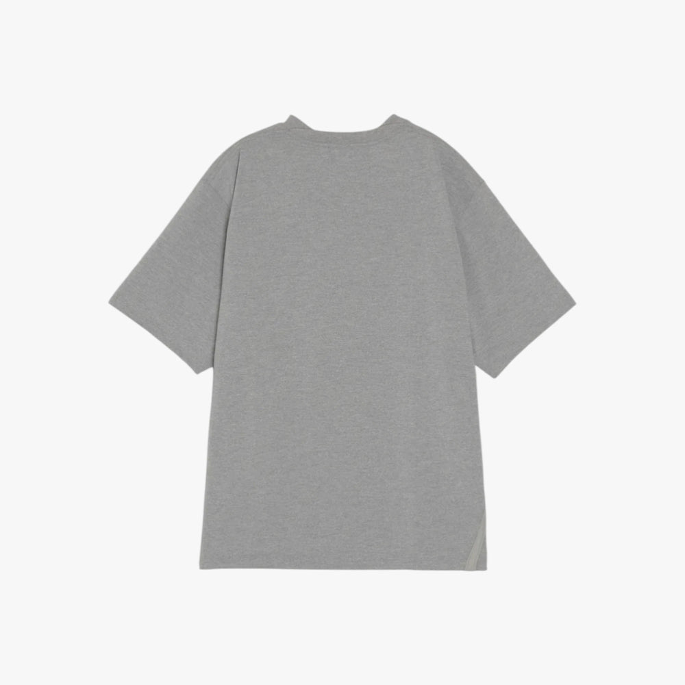 Back view of the Hand Room T-shirt in grey showing the smooth structure and relaxed fit.