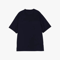 Back view of the Hand Room T-shirt in navy showing the smooth structure and relaxed fit.