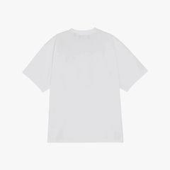 Back view of the Hand Room T-shirt in white showing the smooth structure and relaxed fit.
