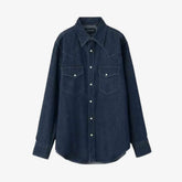Hand Room Denim Western Shirt Dark Indigo front view