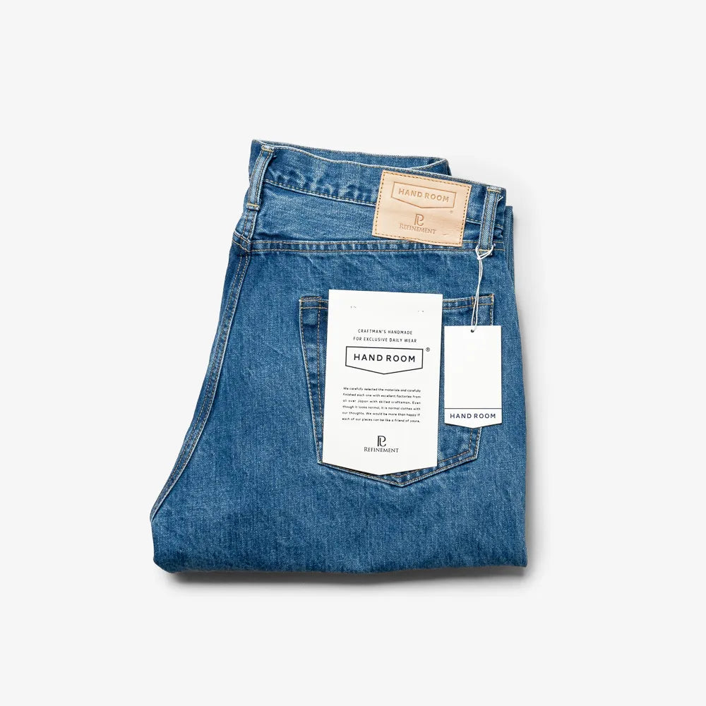 Folded view of the Hand Room Exclusive for Refinement Wide Fit Light Washed jeans