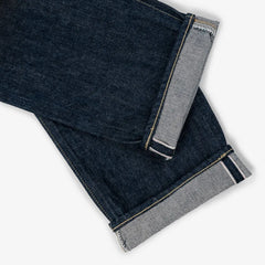 Hem and leg opening detail of the Hand Room Exclusive for Refinement Wide Fit One Washed Indigo jeans