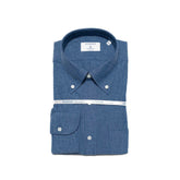 Hitoyoshi Button Down Shirt Chambray Dark Blue front view