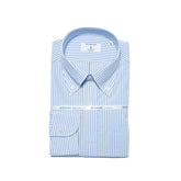 Hitoyoshi Button Down Shirt Seersucker Blue Stripe front view