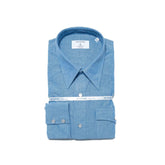 Hitoyoshi Dress Western Shirt Chambray Light Blue front view