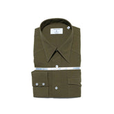 Hitoyoshi Dress Western Shirt Seersucker Olive front view