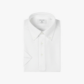 Front view of the Hitoyoshi for Refinement Button Down Polo in Off White showing the clean silhouette, button-down collar, and textured knit fabric.