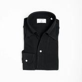 Hitoyoshi for Refinement One Piece Collar Polo Long Sleeve Black Front View
