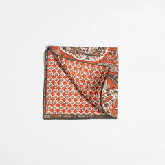 Folded view of the Holliday & Brown pocket square showing pattern placement and finishing detail.