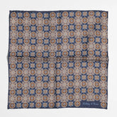 Full view of the Holliday & Brown paisley pocket square in navy showing elegant pattern and refined proportions.