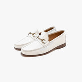 Il Mocassino B-Reverso 17 Pegaso 112 Bianco loafer, angled front view in white leather.