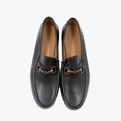 Top view of Il Mocassino B-Reverso Mgo 17 loafer in black Vitello Flou leather.