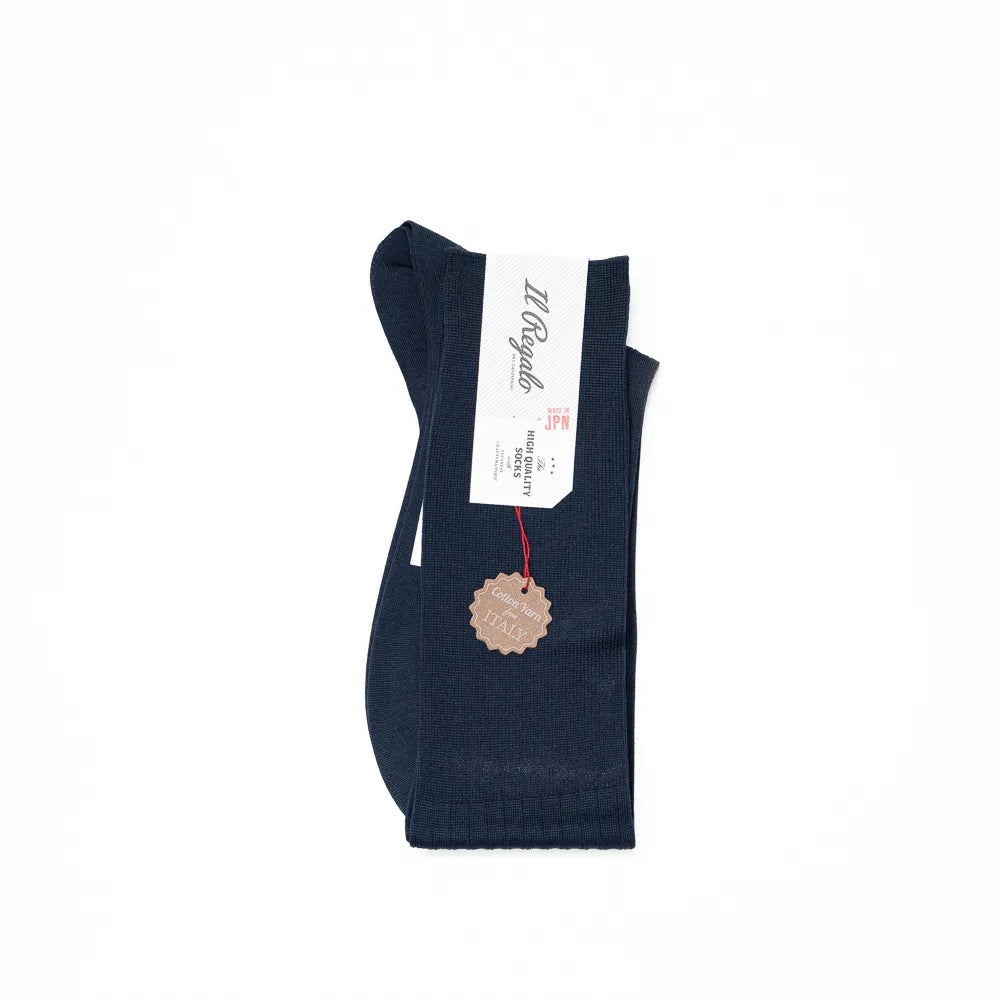 Il Regalo 8×2 Rib Over-The-Calf Socks Navy Folded View