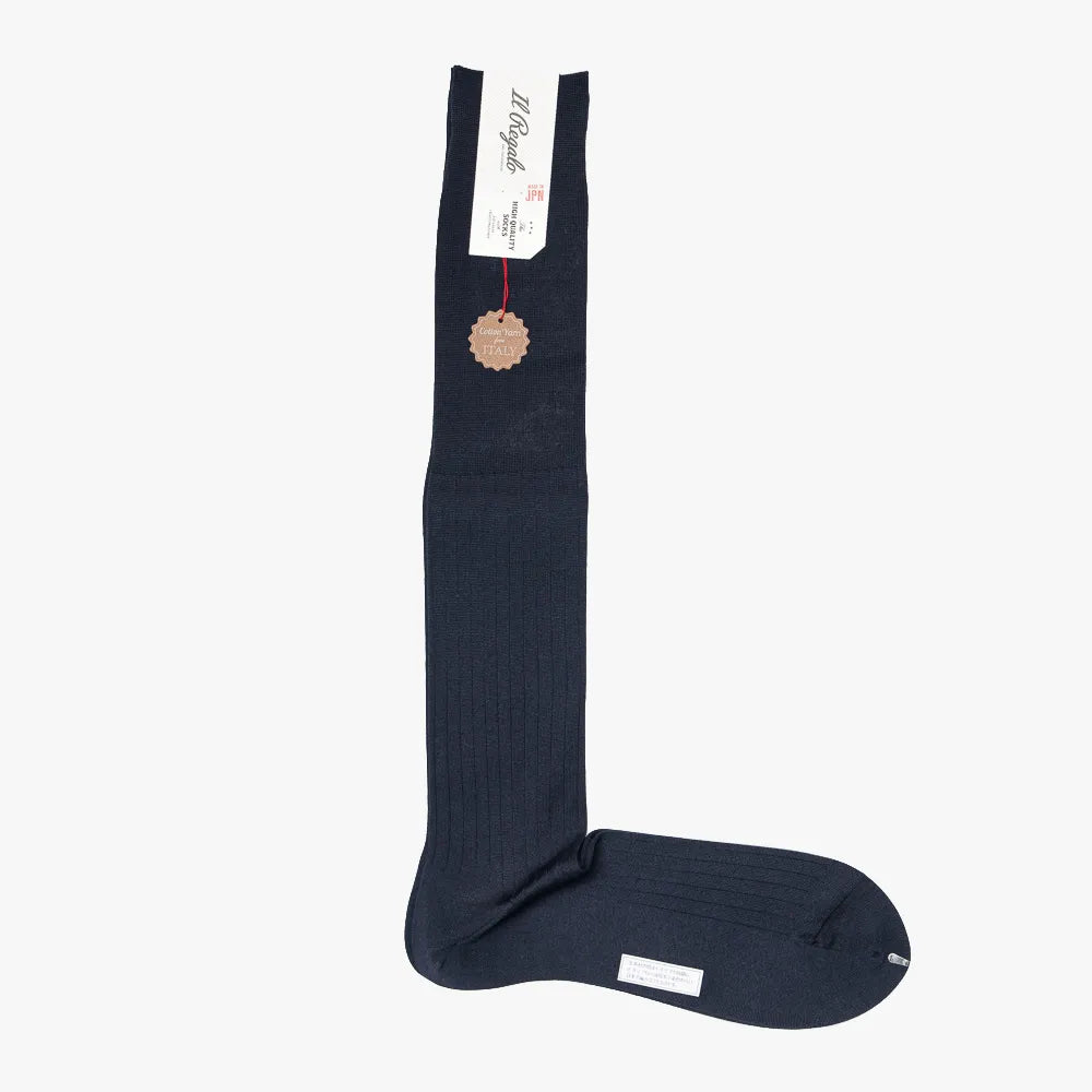 Il Regalo 8×2 Rib Over-The-Calf Socks Navy Front View