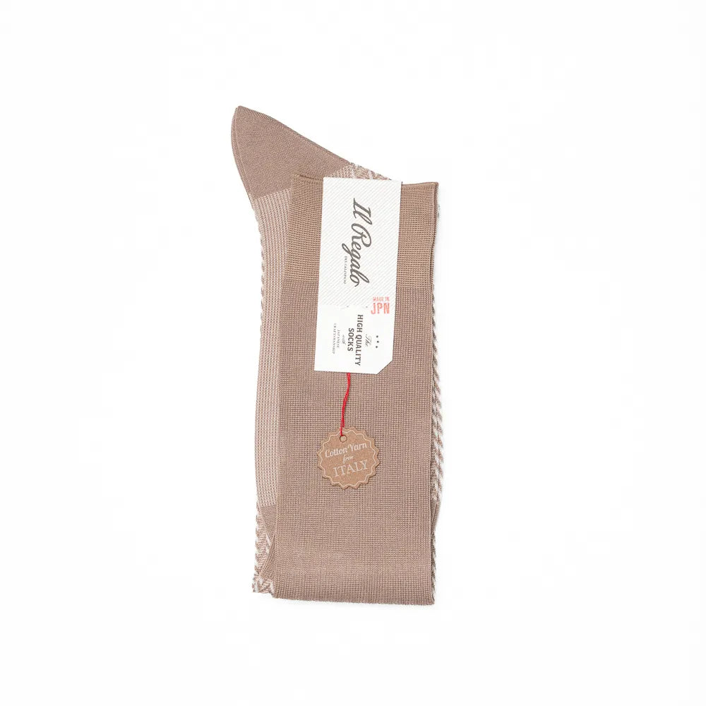 Il Regalo Herringbone Over-The-Calf Socks Beige Folded View