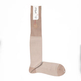 Il Regalo Herringbone Over-The-Calf Socks Beige Front View