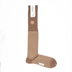 Il Regalo Herringbone Over-The-Calf Socks Mocha Front View